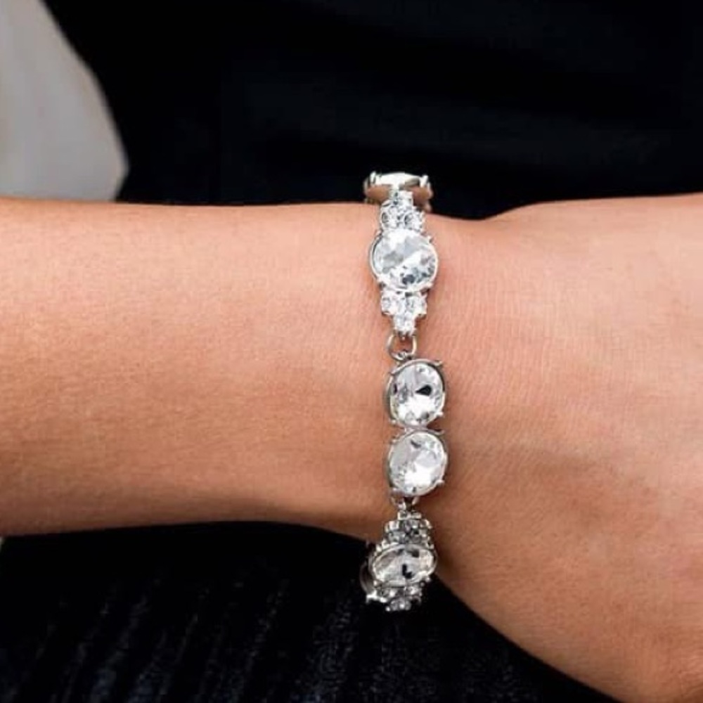 Crystal rhinestone silver chain bracelet